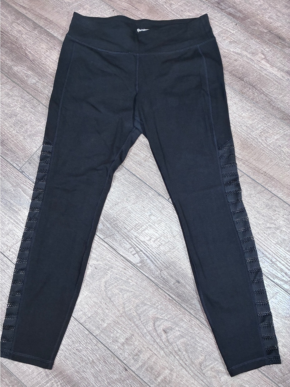 Rainbeau Women's Black Legging with Mesh Side Large
